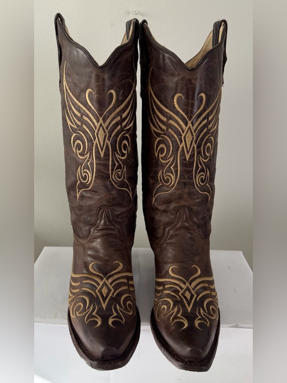 Circle G Corral Embroidered Leather Cowboy Western Boots Women Size 10M Snip Toe